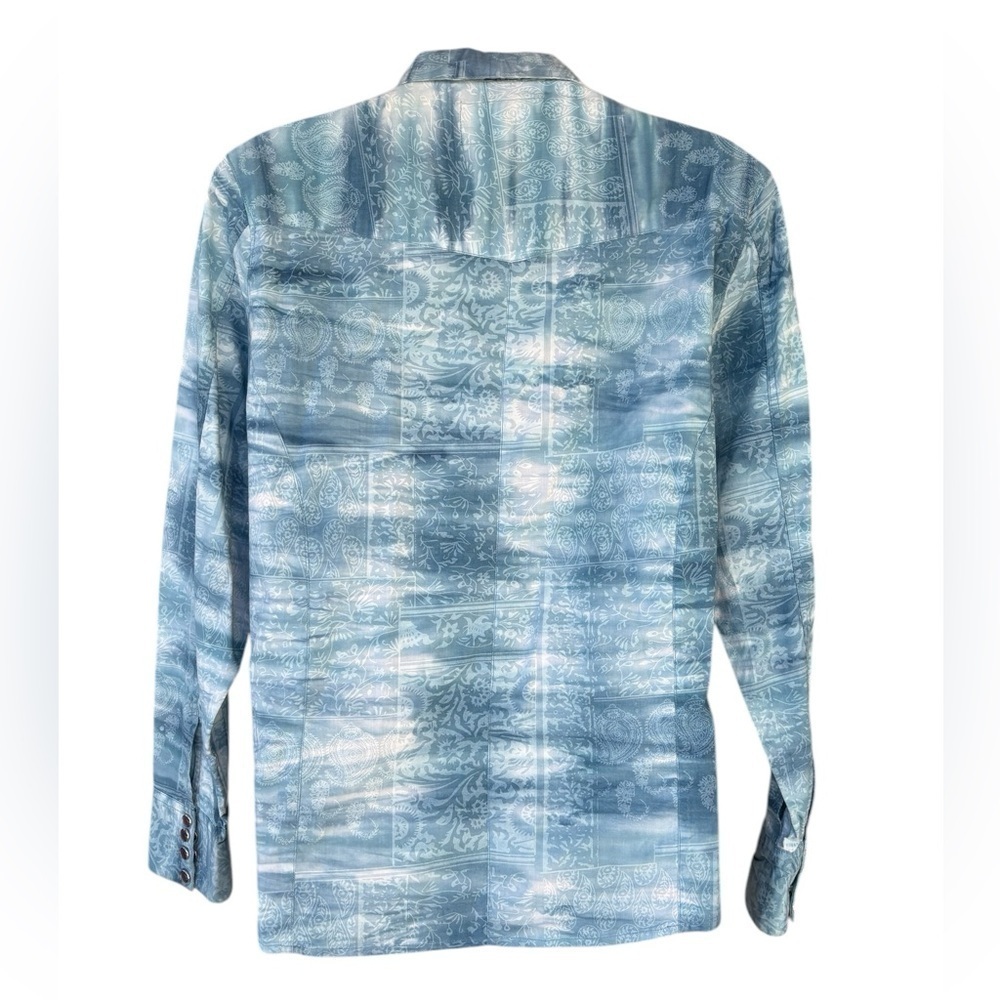 Scully Western Shirt Womens Long  Sleeve button down light blue Paisley size S - Picture 4 of 9
